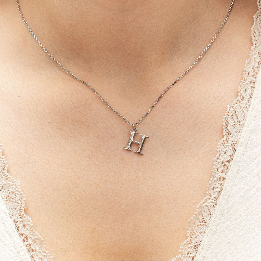 Halskette Silber 925 mit 1x Diamant 0,008ct. Buchstabe H