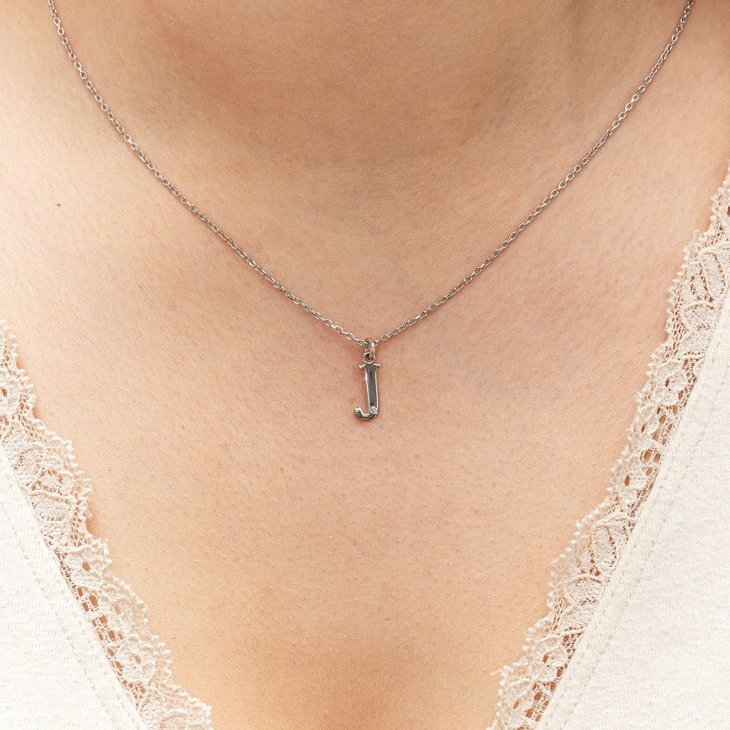 Halskette Silber 925 mit 1x Diamant 0,008ct. Buchstabe J