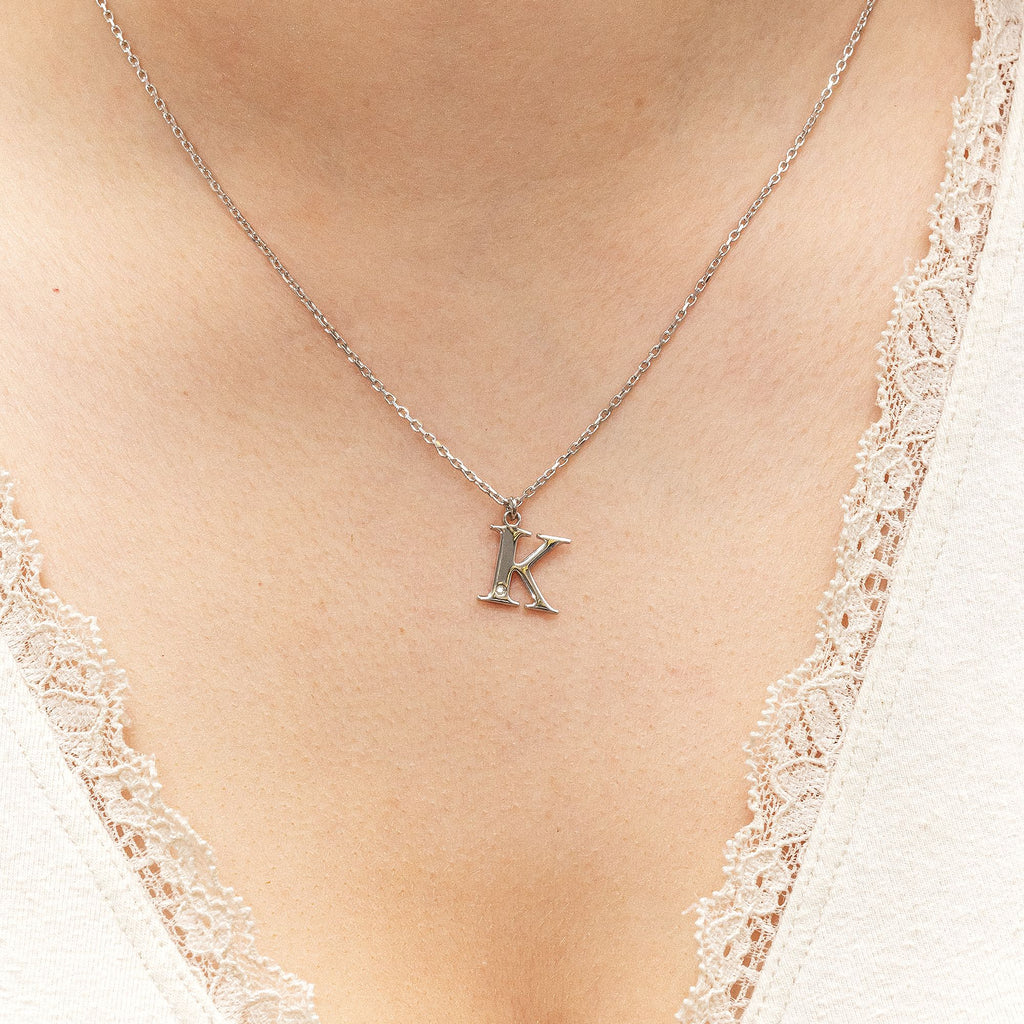 Halskette Silber 925 mit 1x Diamant 0,008ct. Buchstabe K