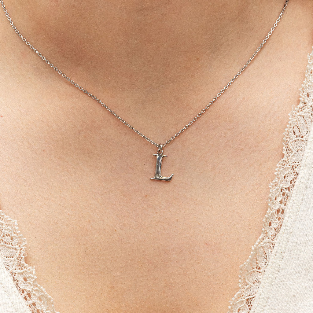 Halskette Silber 925 mit 1x Diamant 0,008ct. Buchstabe L