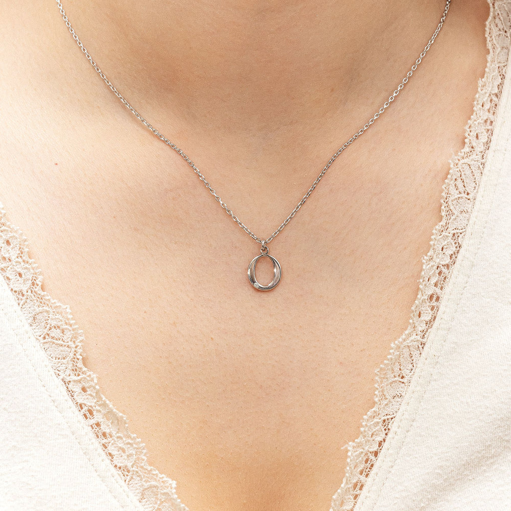 Halskette Silber 925 mit 1x Diamant 0,008ct. Buchstabe O