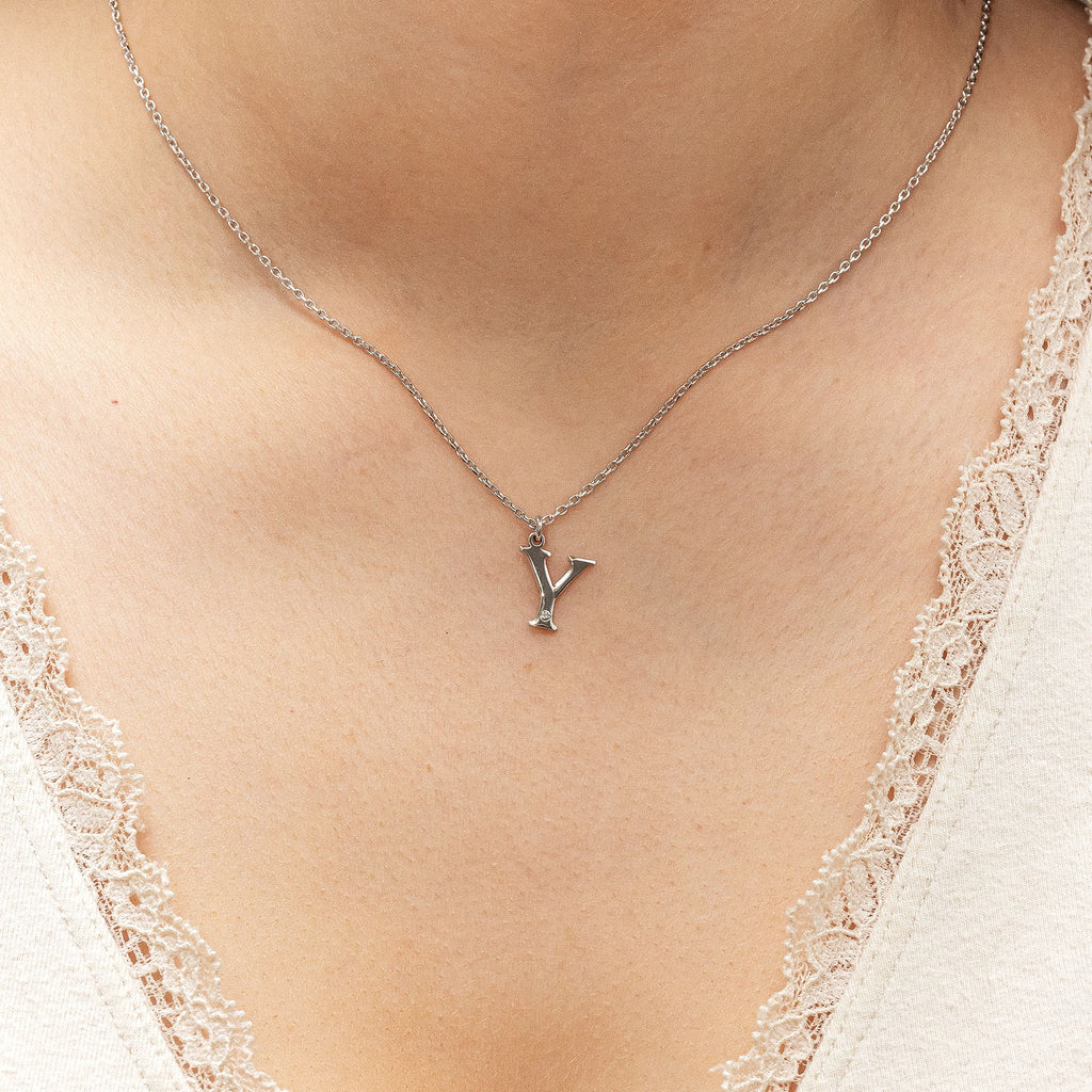 Halskette Silber 925 mit 1x Diamant 0,008ct. Buchstabe Y