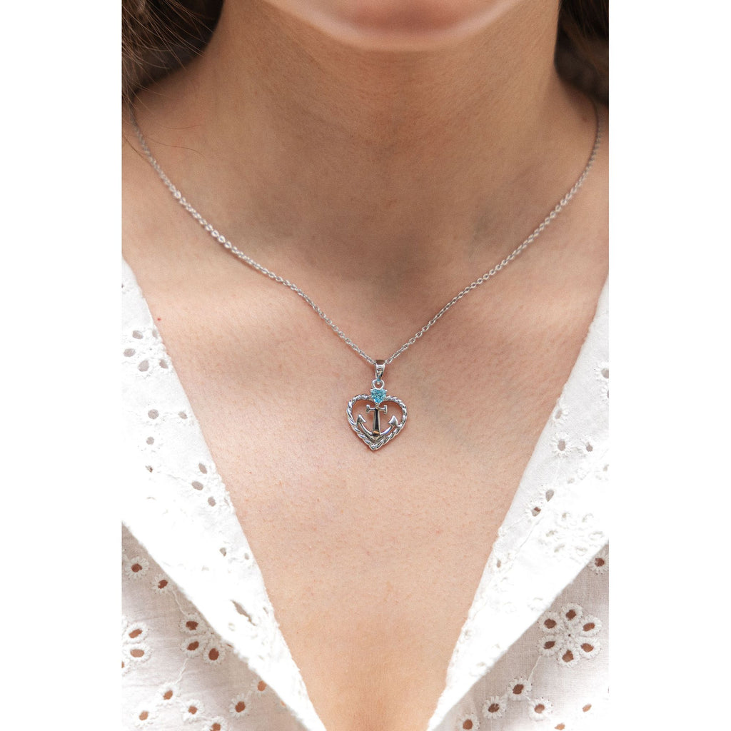 Halskette Silber 925 rhodiniert Herz Zirkonia blau