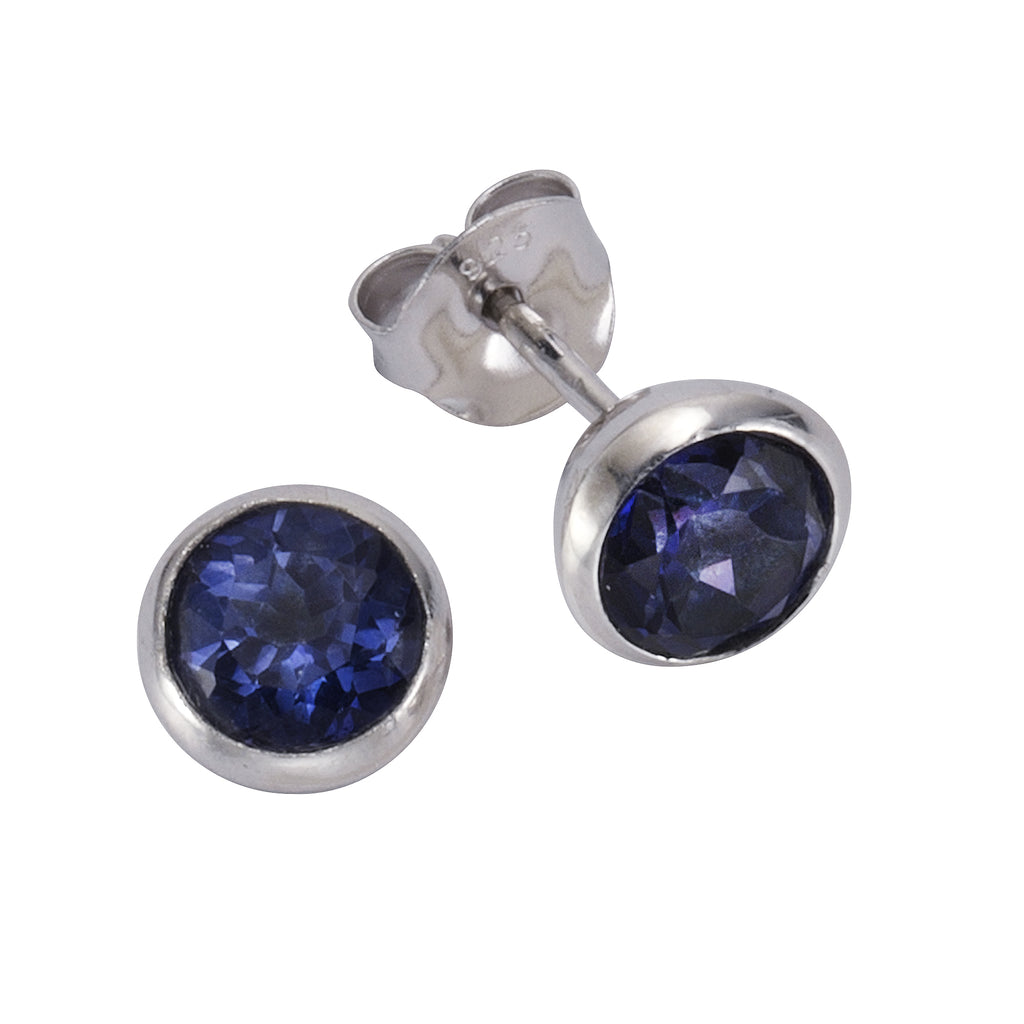 Ohrringe Silber 925 rhodiniert mit Topas dunkelblau (beh.)