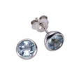 Ohrringe Silber 925 rhodiniert mit 2x Blautopas (beh.) 7,5 mm