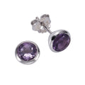 Ohrringe Silber 925 rhodiniert mit echtem Amethyst 7,5 mm