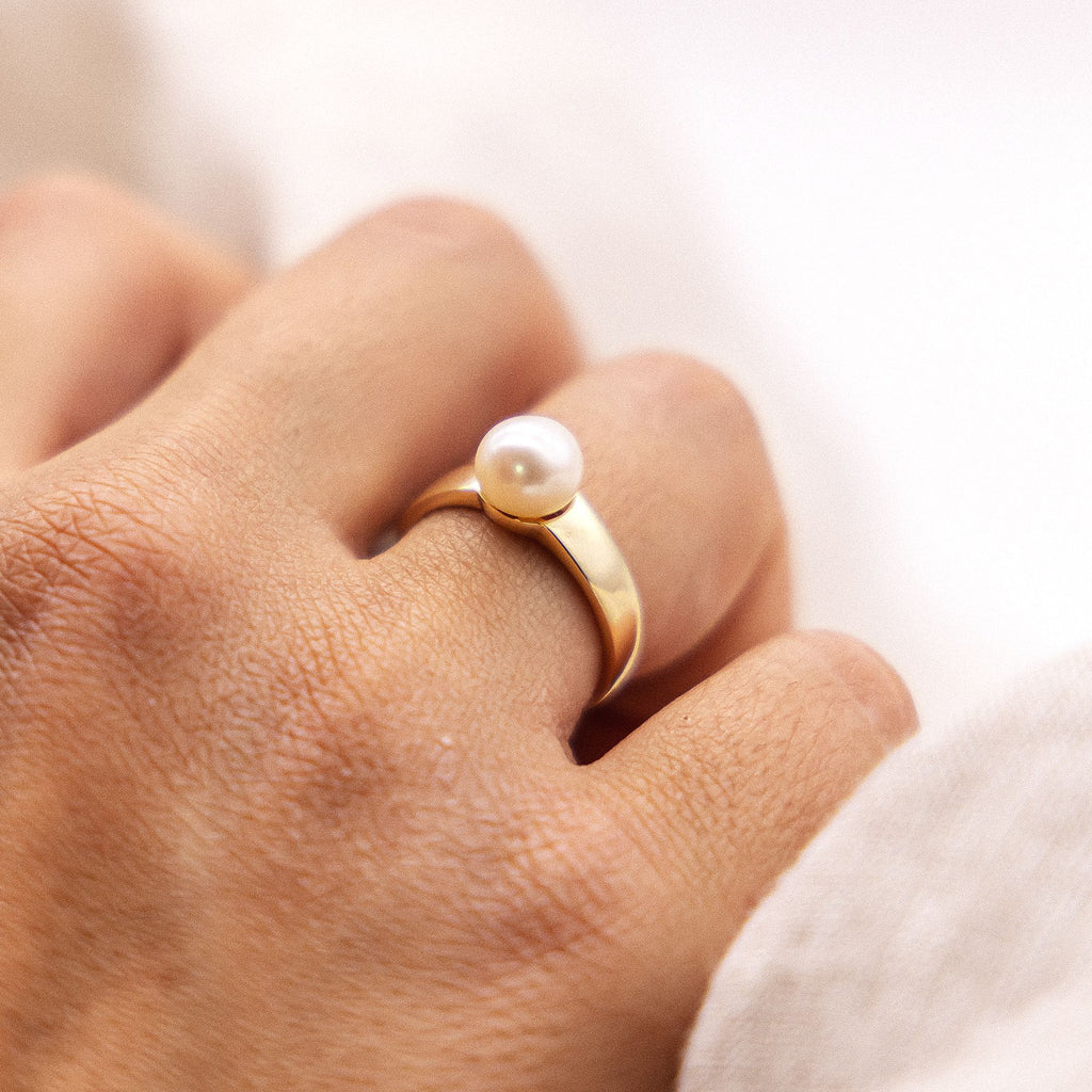 Ring Gold 375 Perle weiß 7,5-8mm