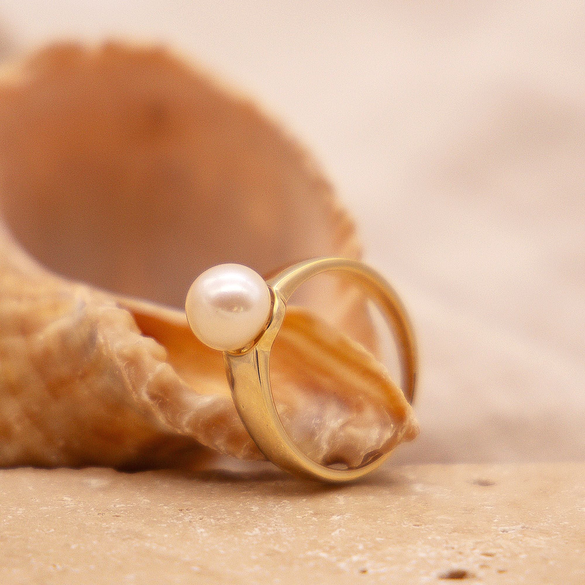Ring Gold 375 Perle weiß 7,5-8mm