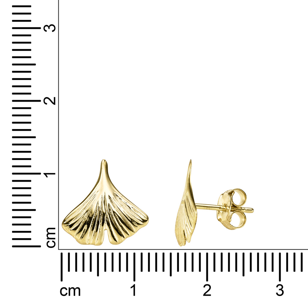 Ohrstecker 333/- Gelbgold Ginkgo 12x12mm