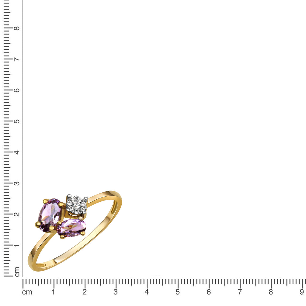 Ring Gold 375 mit echtem Amethyst + Zirkonia