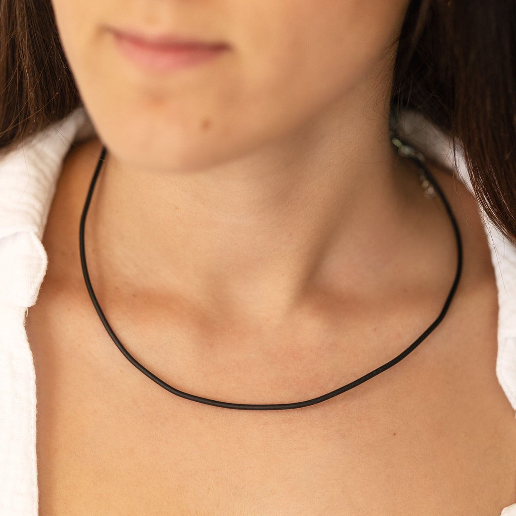 Collier 925/- Sterling Silber rhod. Kautschuk 42cm