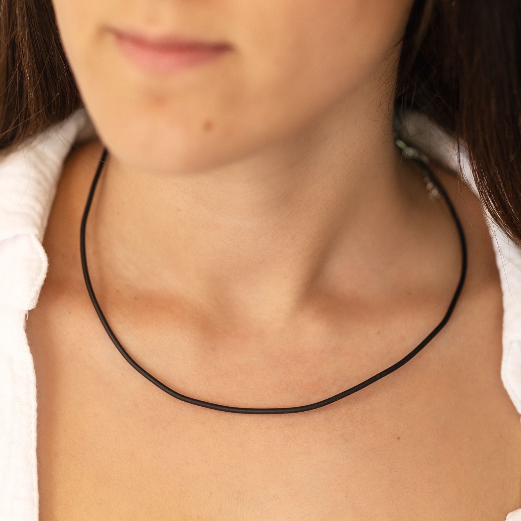 Collier 925/- Sterling Silber rhod. Kautschuk 42cm