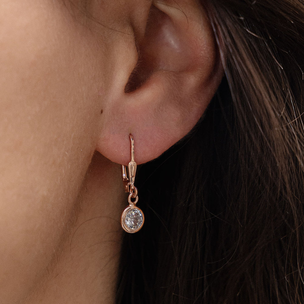 Ohrringe Silber 925 rosé-vergoldet mit Zirkonia weiß 25mm lang