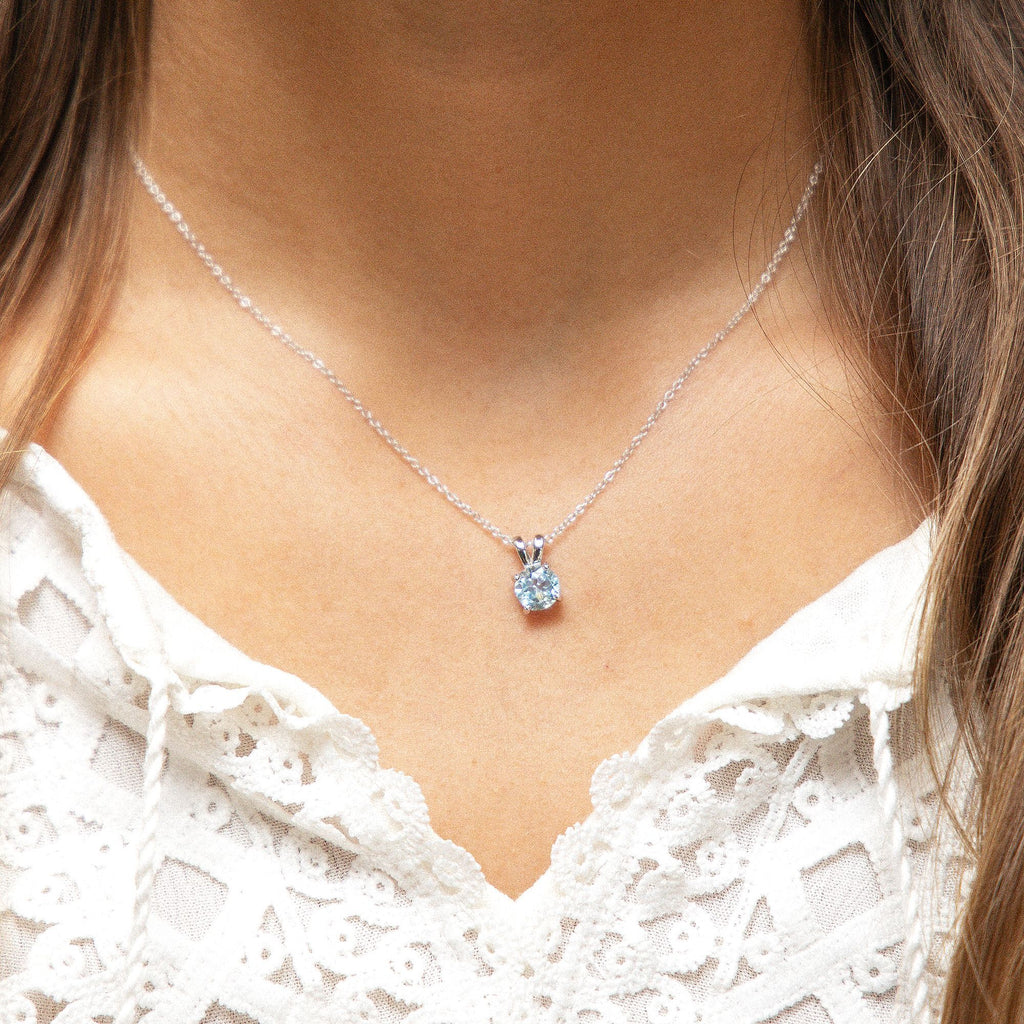 Halskette Silber 925 rhodiniert 42+3cm mit Blautopas (beh.)