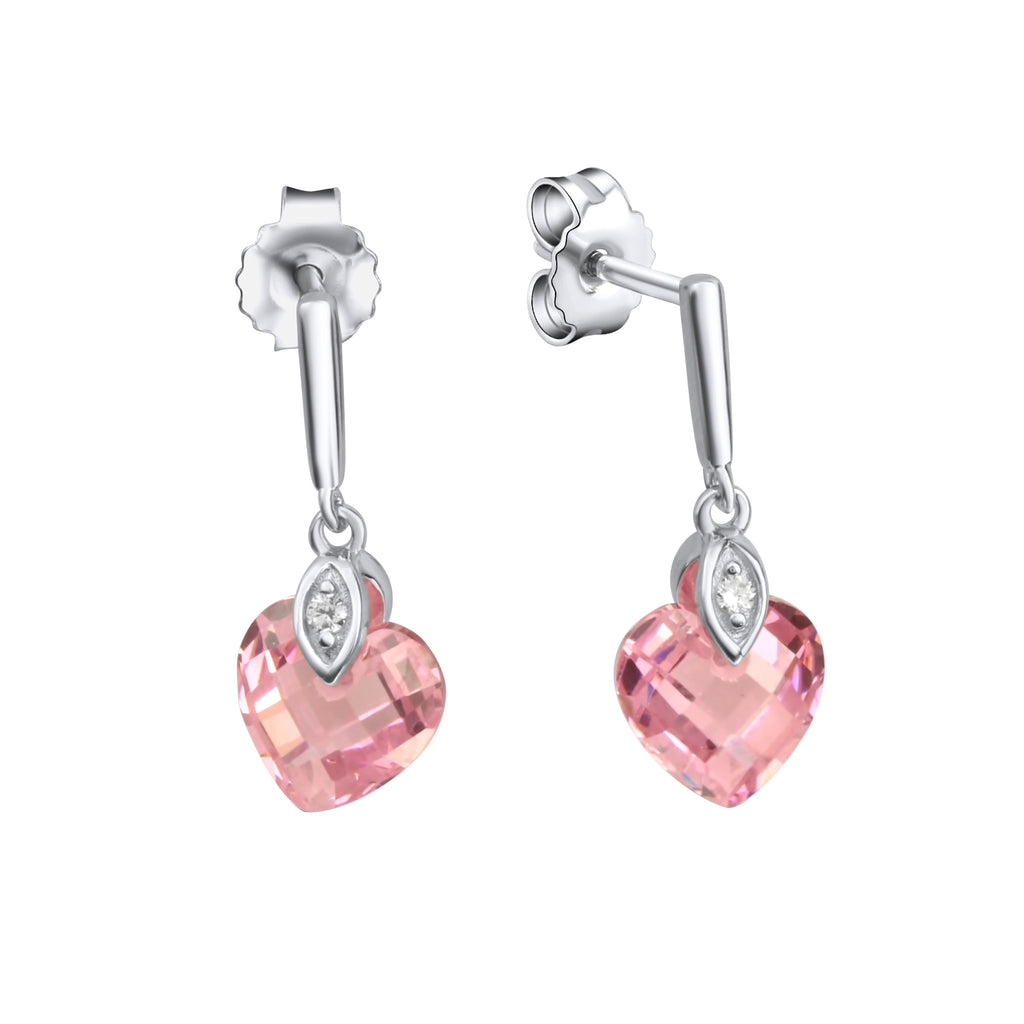Ohrringe 925 Sterling Silber Zirkonia Herz pink