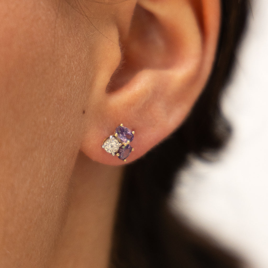 Ohrringe Gold 375 Amethyst + Zirkonia