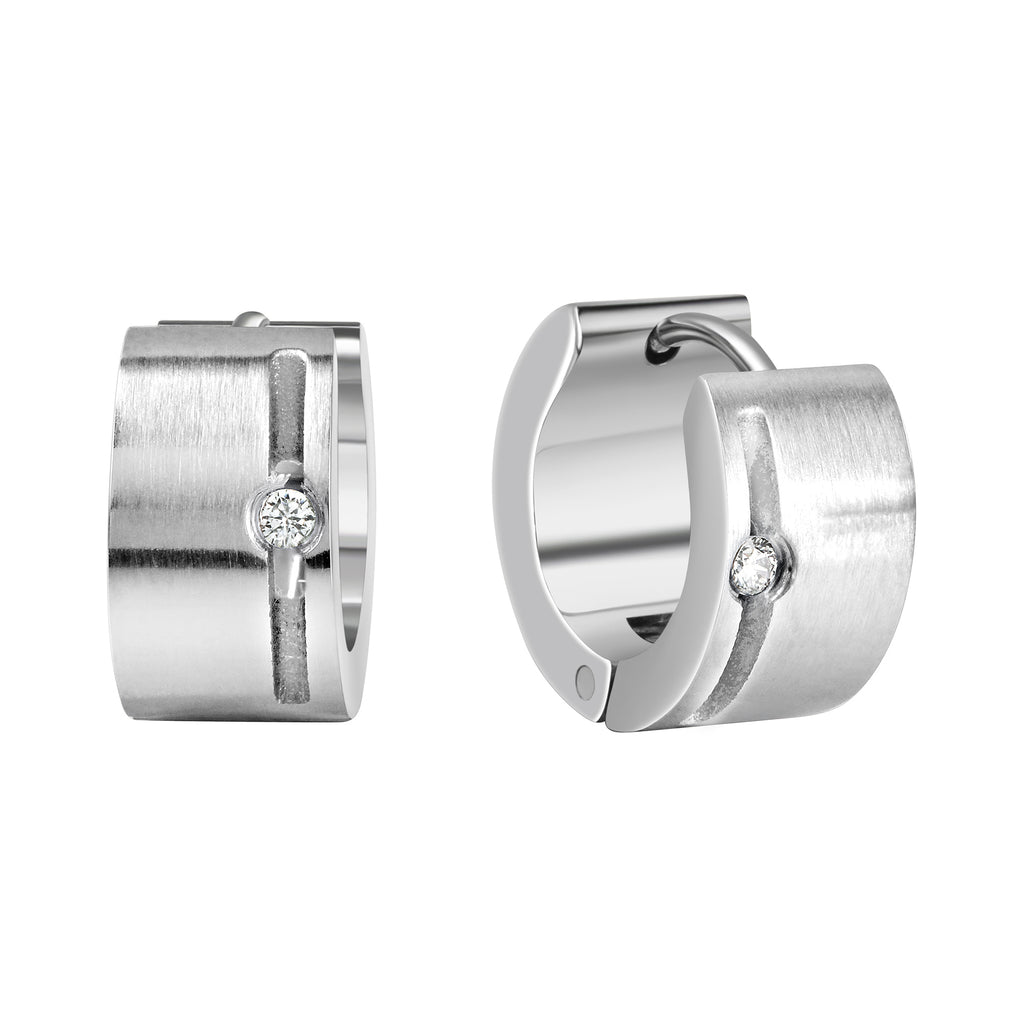 Ohrringe Edelstahl mit weißem Zirkonia 13mm Durchmesser
