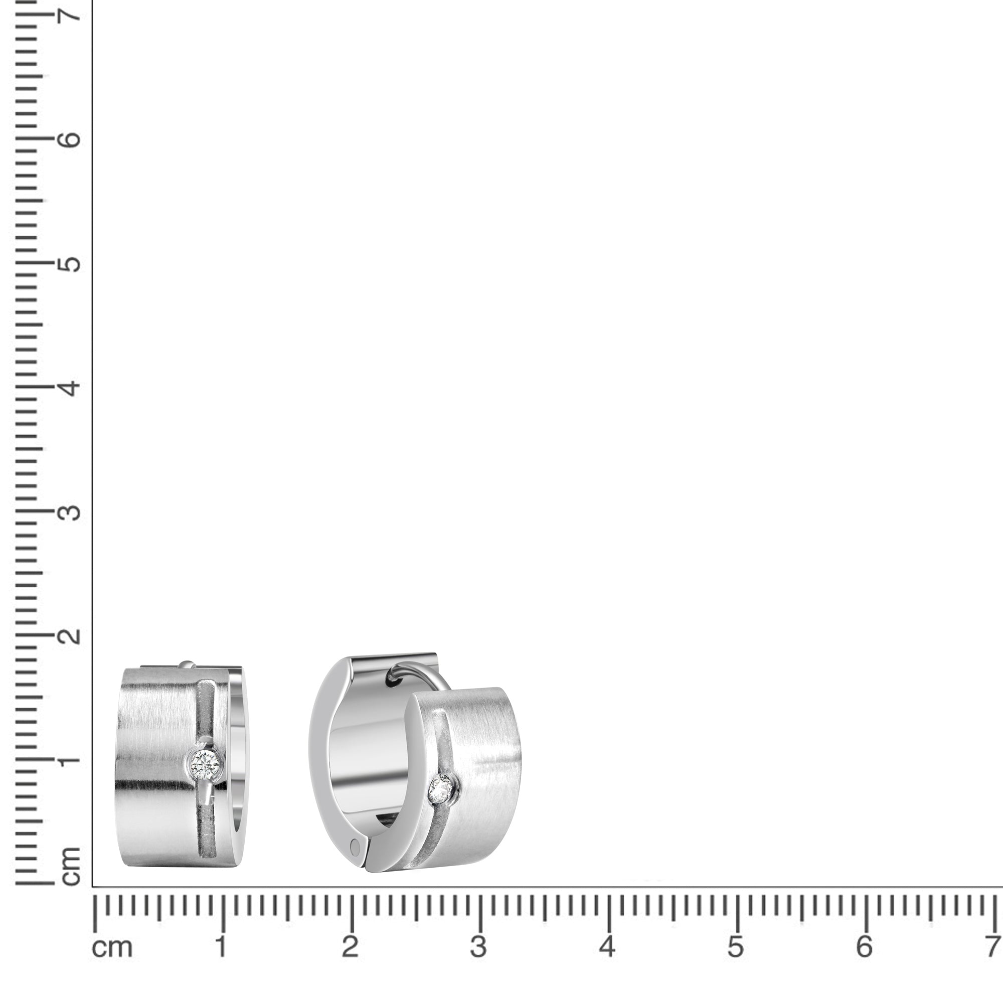 Ohrringe Edelstahl mit weißem Zirkonia 13mm Durchmesser