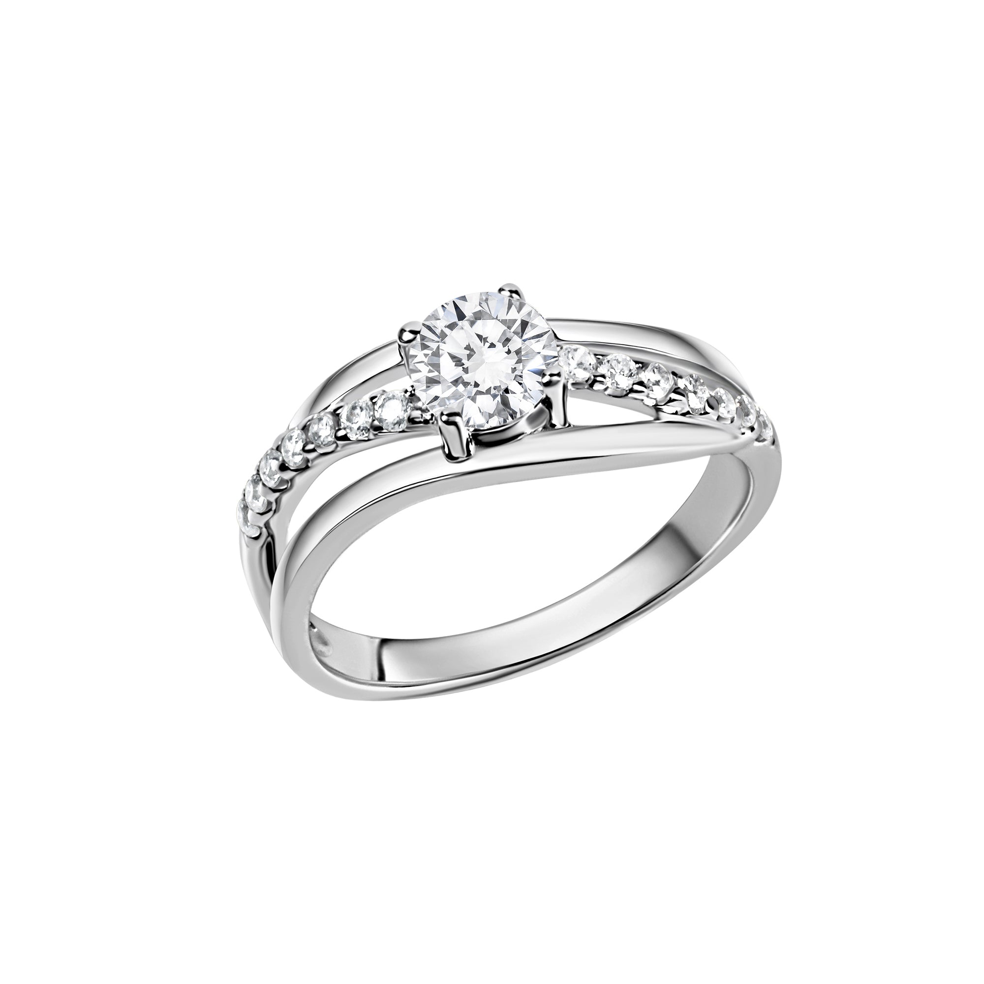 Ring Silber 925 rhodiniert mit Zirkonia weiß