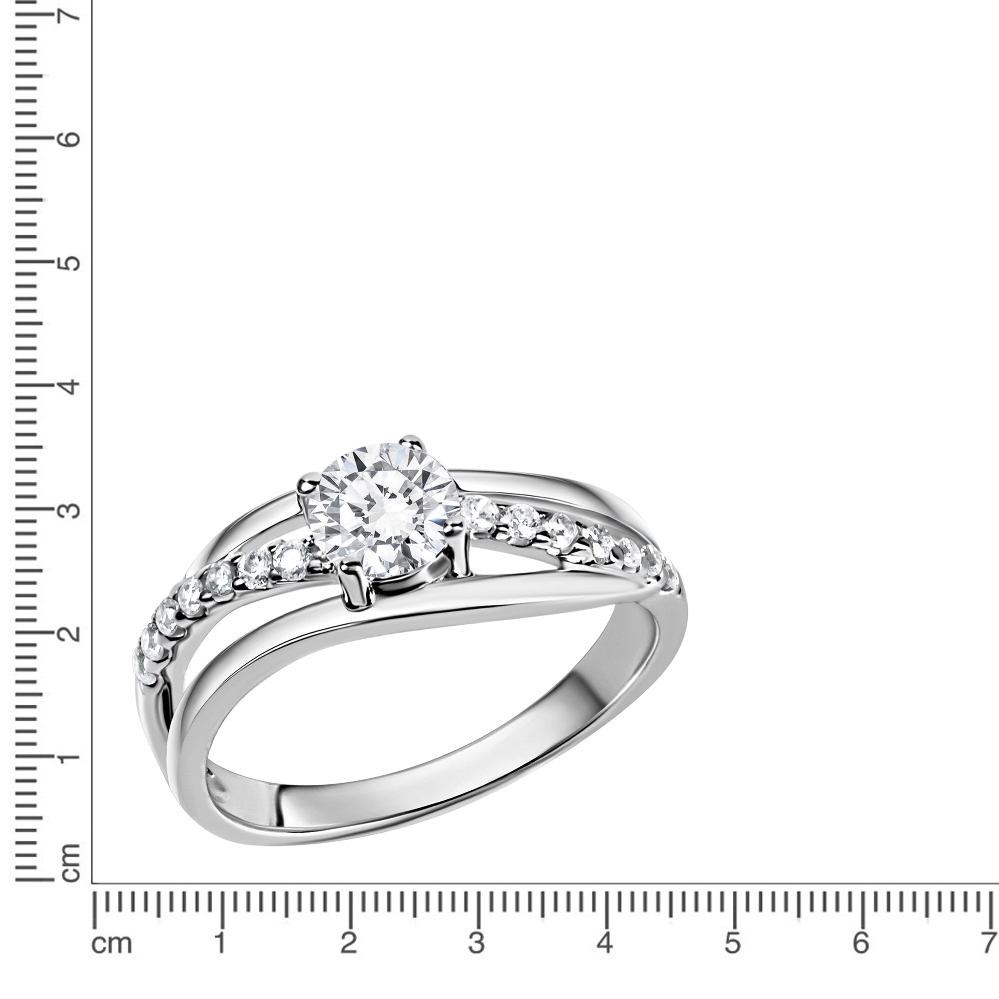 Ring Silber 925 rhodiniert mit Zirkonia weiß