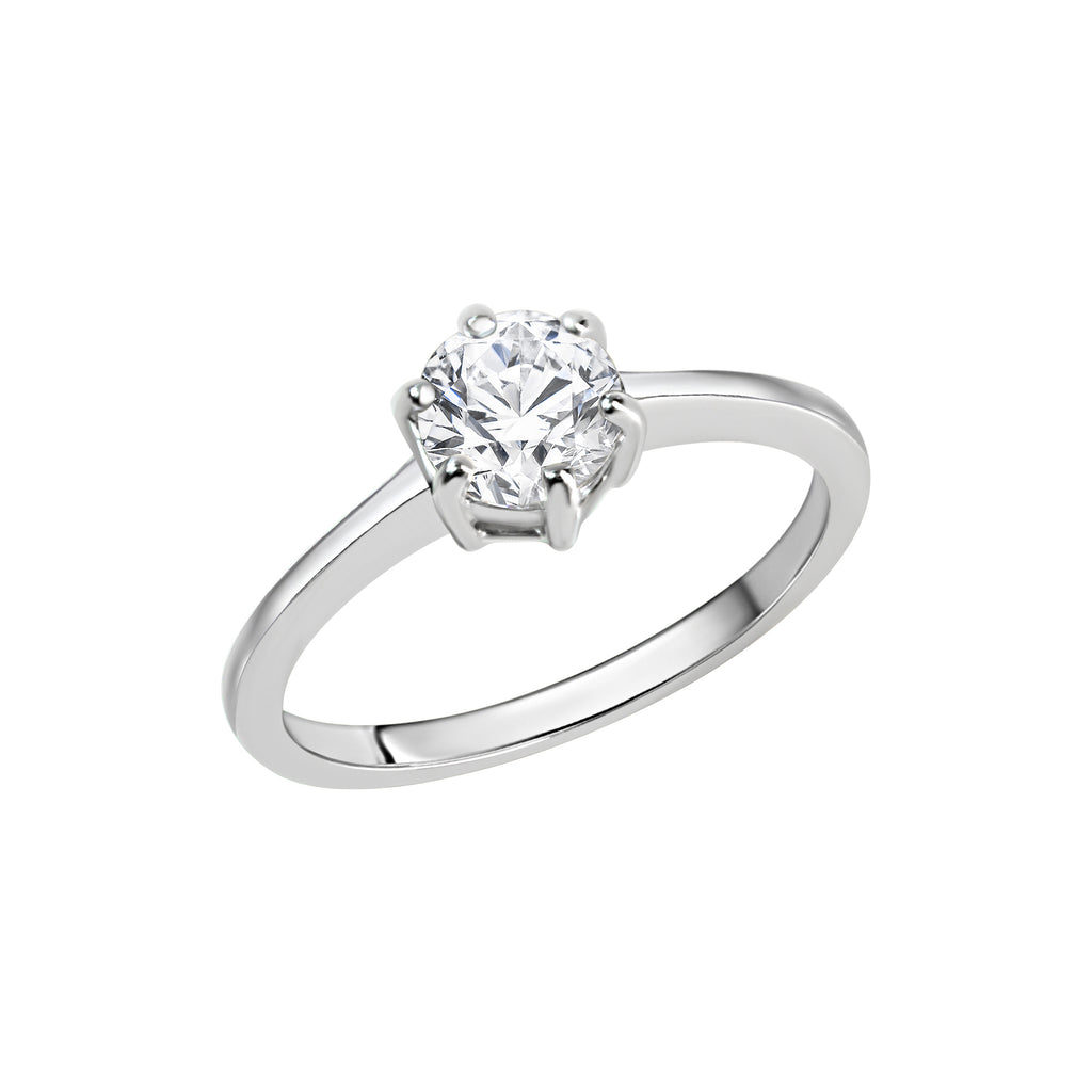 Ring Silber 925 rhodiniert mit weißem Zirkonia-Stein