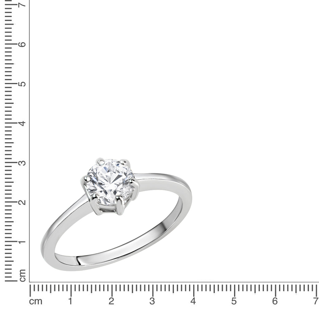 Ring Silber 925 rhodiniert mit weißem Zirkonia-Stein