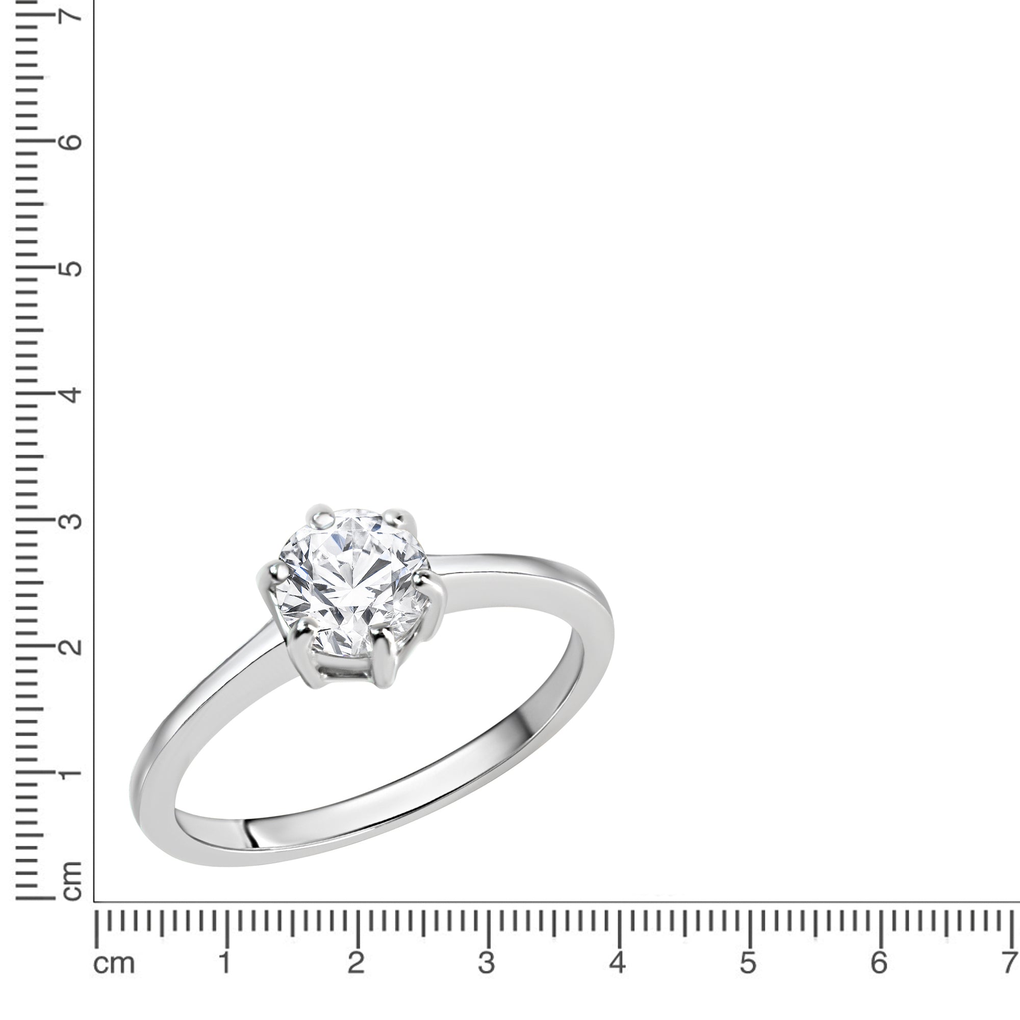 Ring Silber 925 rhodiniert mit weißem Zirkonia-Stein