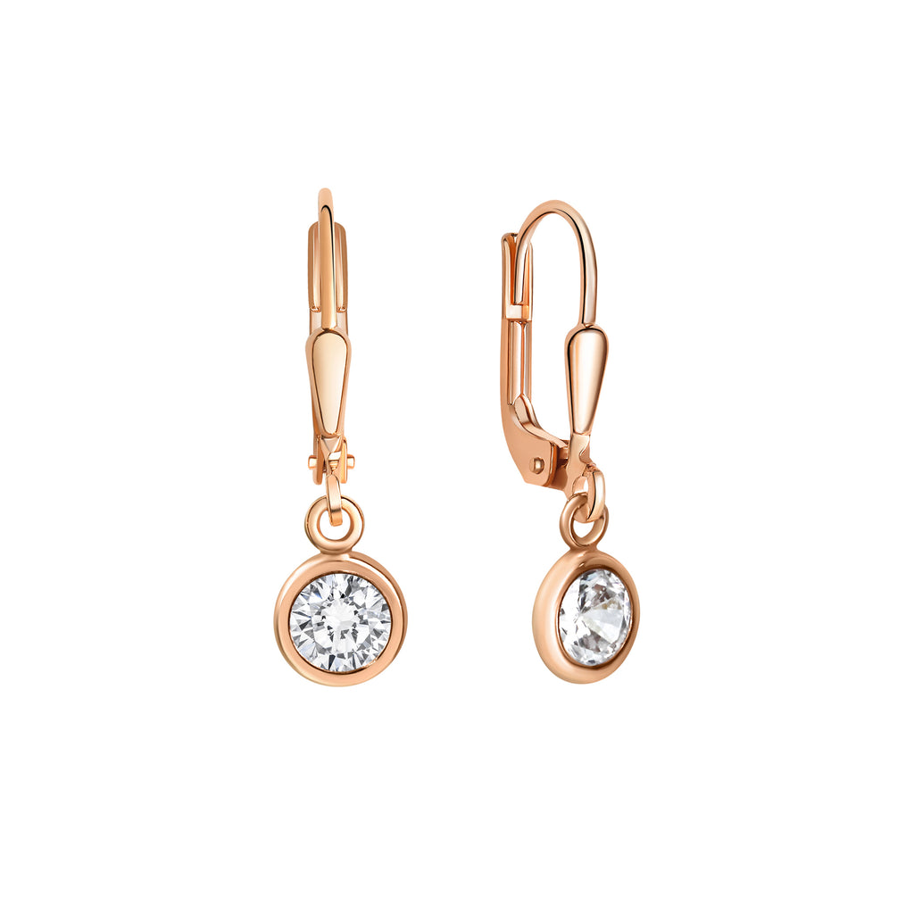 Ohrringe Silber 925 rosé-vergoldet mit Zirkonia weiß 25mm lang