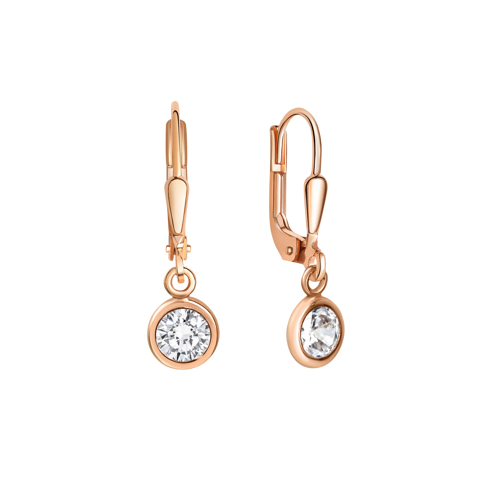 Ohrringe Silber 925 rosé-vergoldet mit Zirkonia weiß 25mm lang