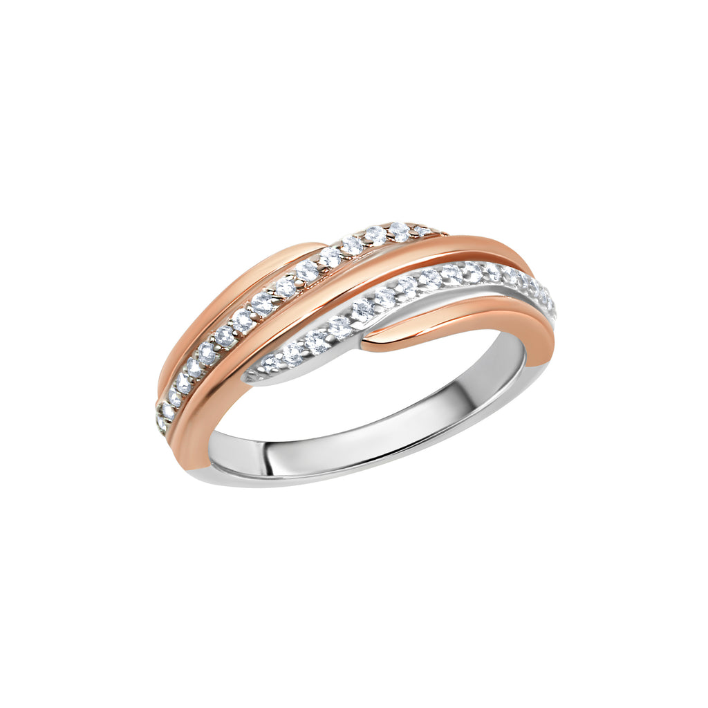 Ring Silber 925 zweifarbig mit Zirkonia weiß