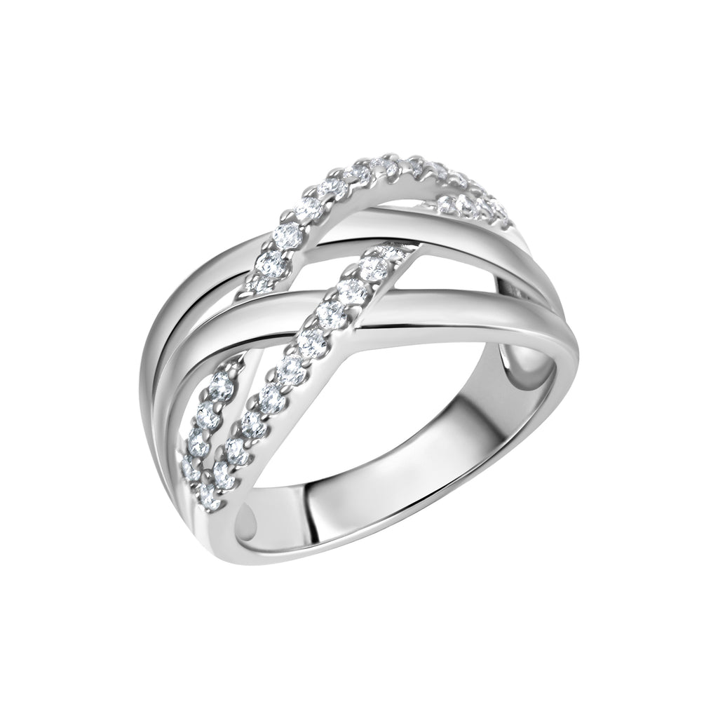 Ring Silber 925 rhodiniert mit Zirkonia weiß