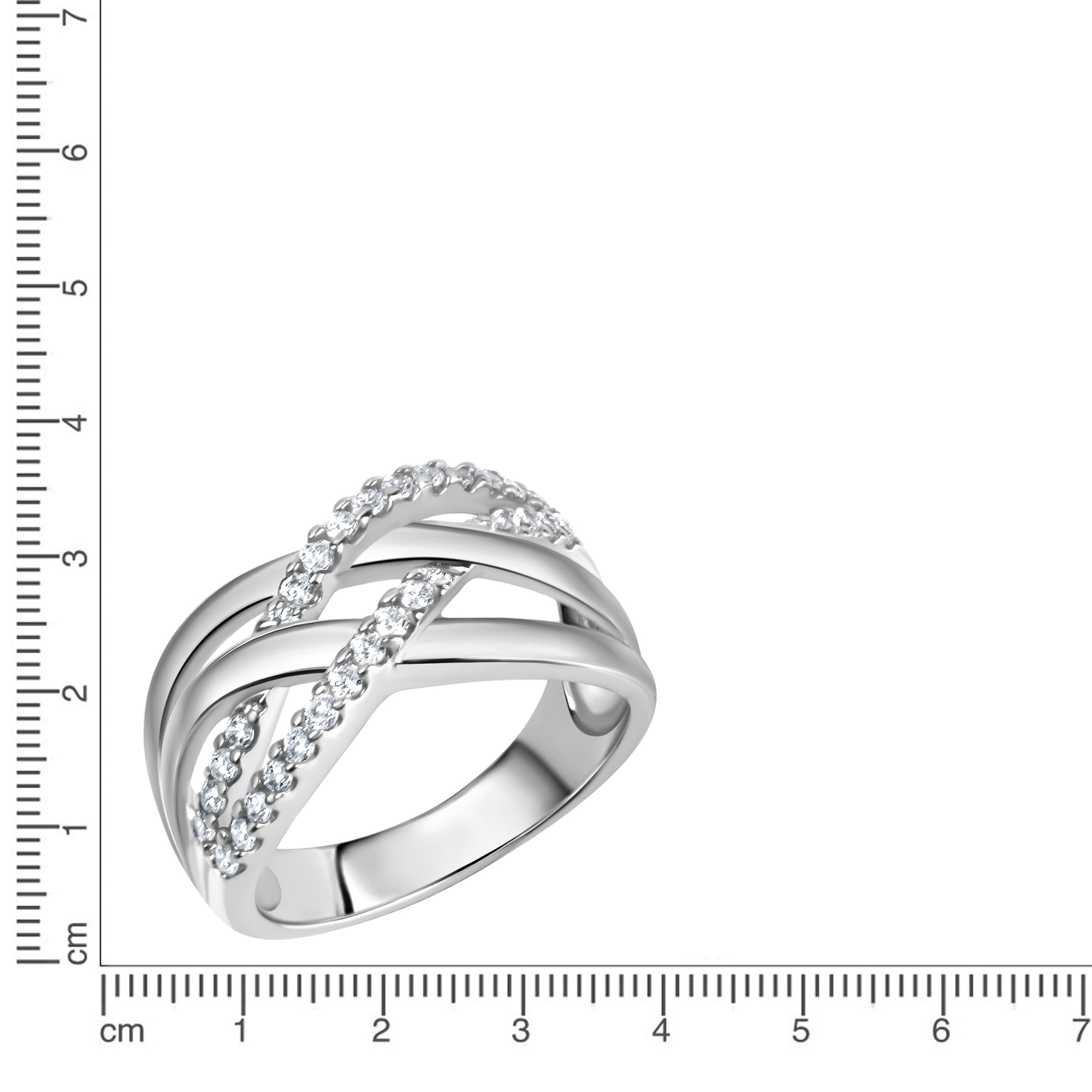 Ring Silber 925 rhodiniert mit Zirkonia weiß