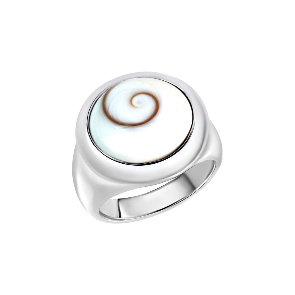 Ring Silber 925 rhodiniert mit weißer Muschel