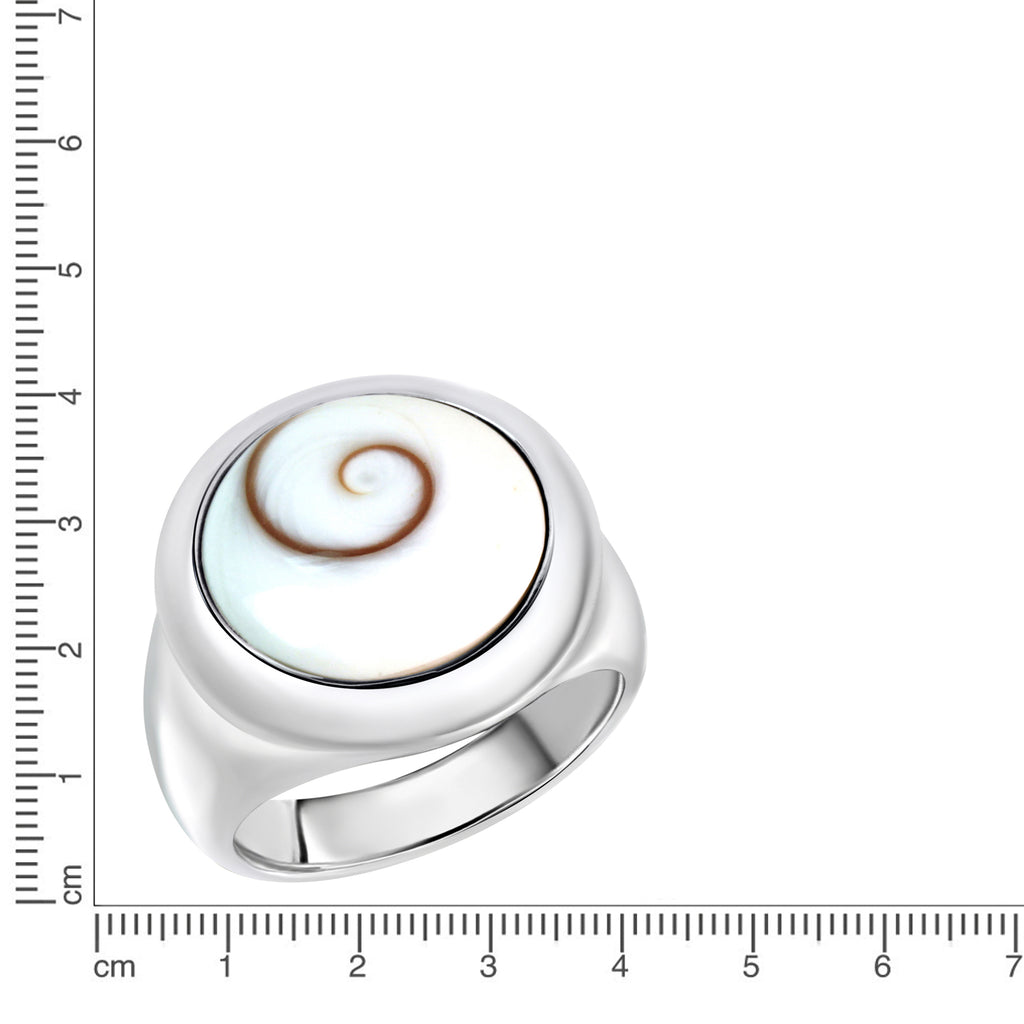 Ring Silber 925 rhodiniert mit weißer Muschel