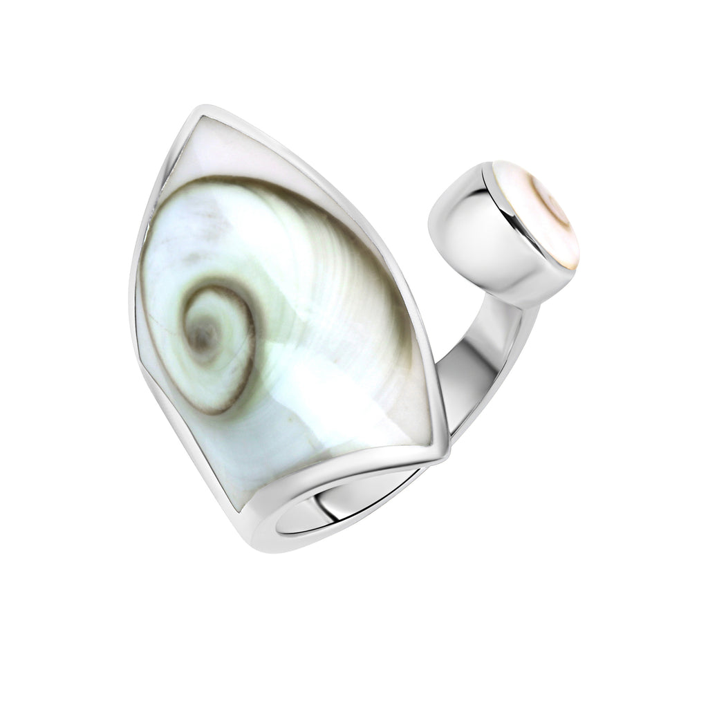 Ring Silber 925 mit weißer Muschel 28mm breit