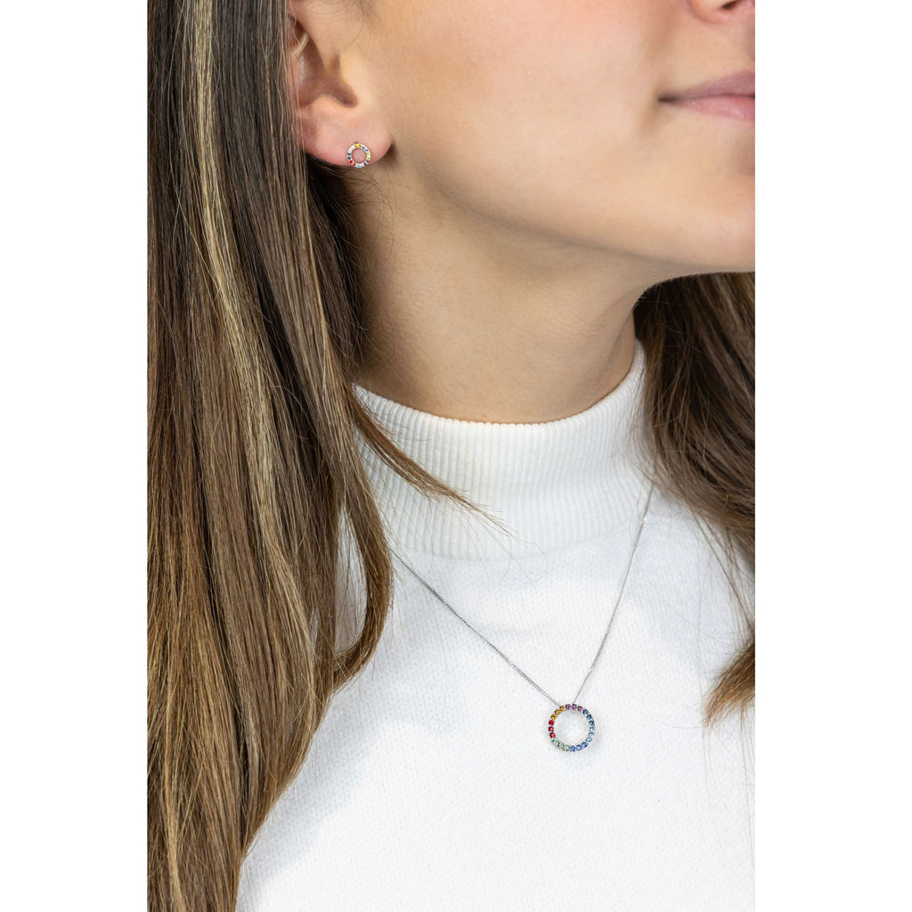 Ohrstecker 925/- Sterling Silber rhodiniert Kristall bunt