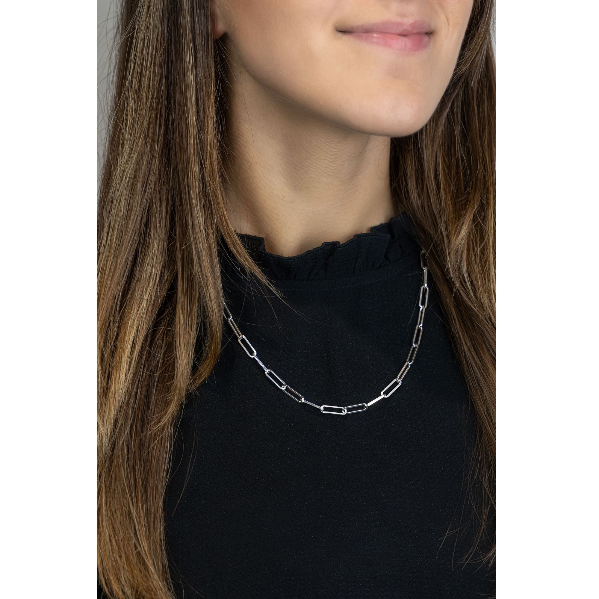 Collier 925/- Sterling Silber rhodiniert Gliederkette 45 cm
