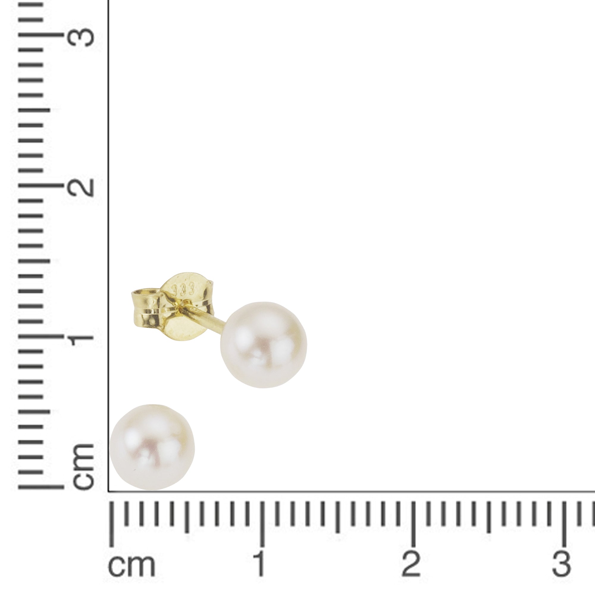 Ohrringe Gold 585 mit weißen Perlen 5-5,5mm