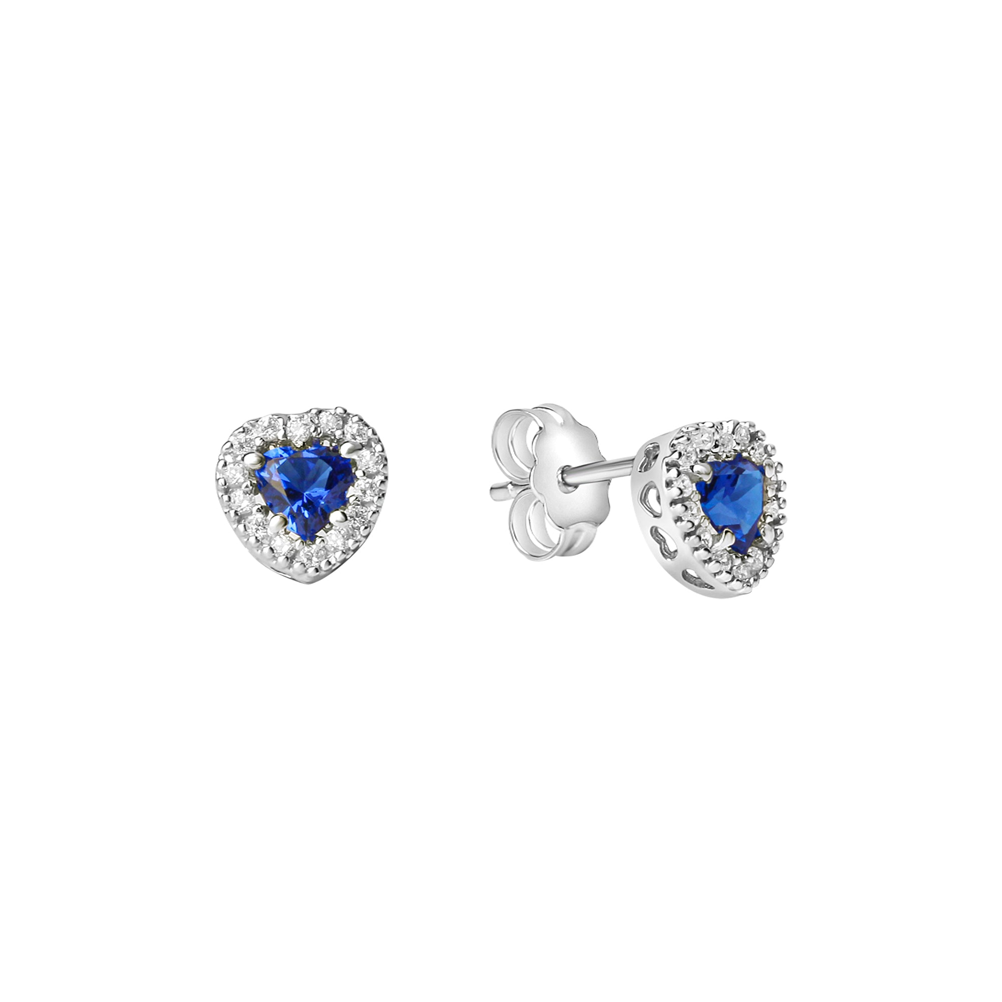 Ohrstecker 375/- Weißgold Zirkonia blau und weiß