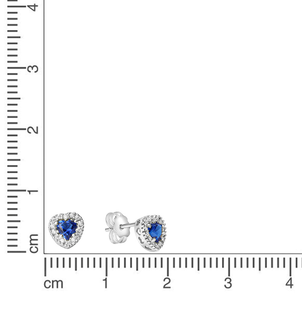 Ohrstecker 375/- Weißgold Zirkonia blau und weiß