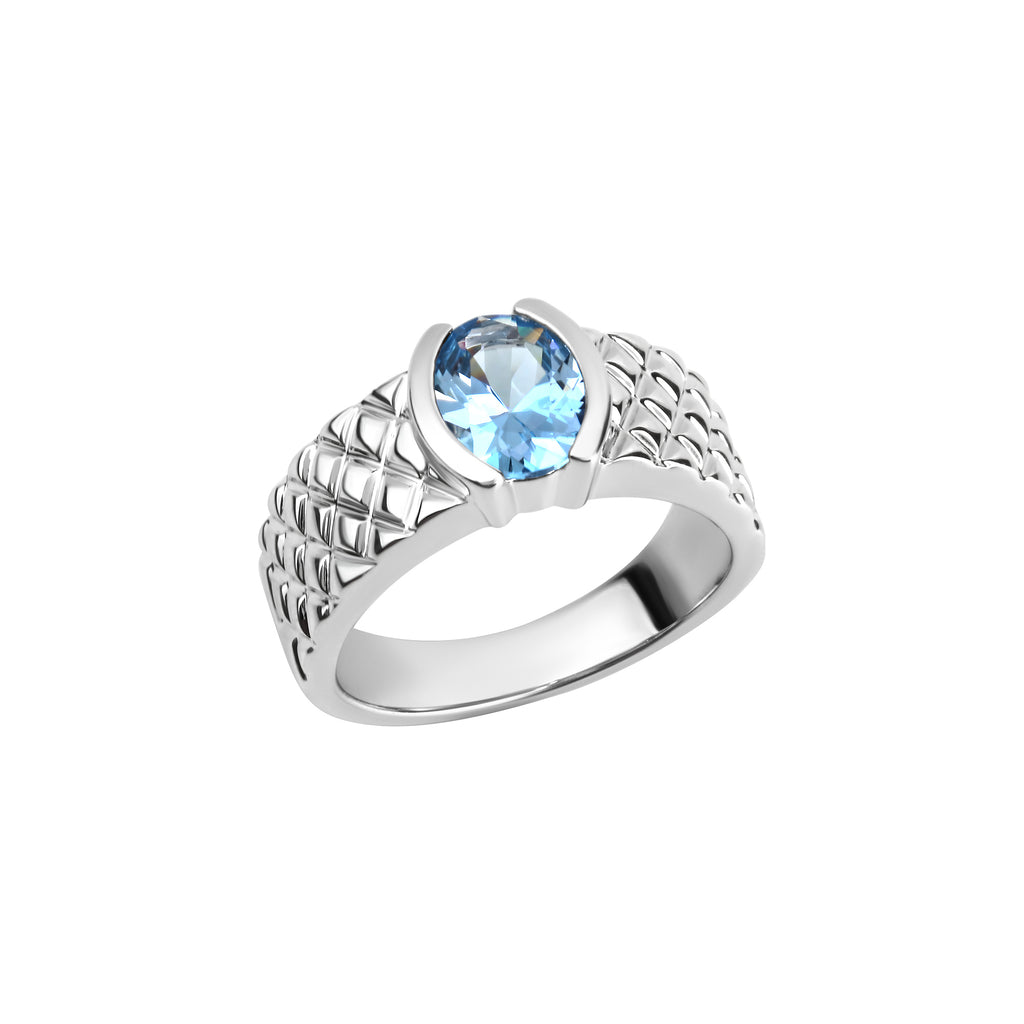 Ring 925 Sterling Silber rhodiniert synth. Blautopas