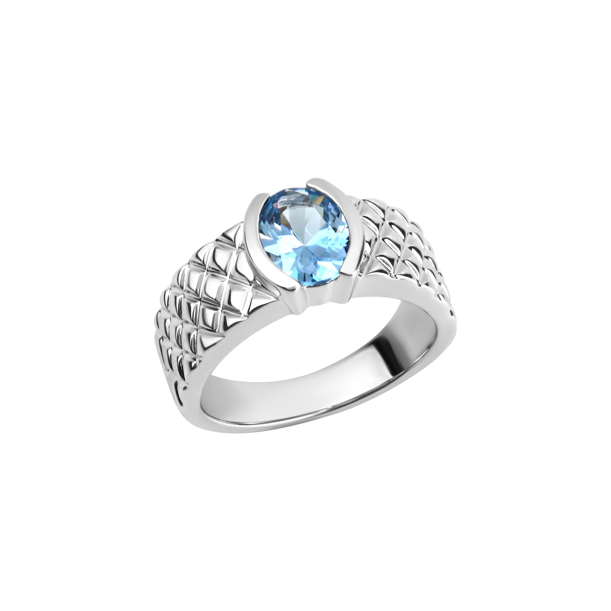 Ring 925 Sterling Silber rhodiniert synth. Blautopas
