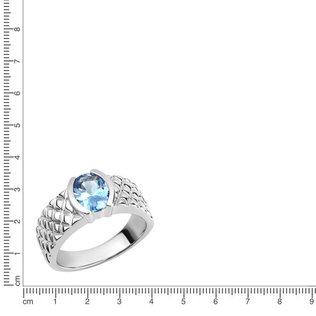 Ring 925 Sterling Silber rhodiniert synth. Blautopas
