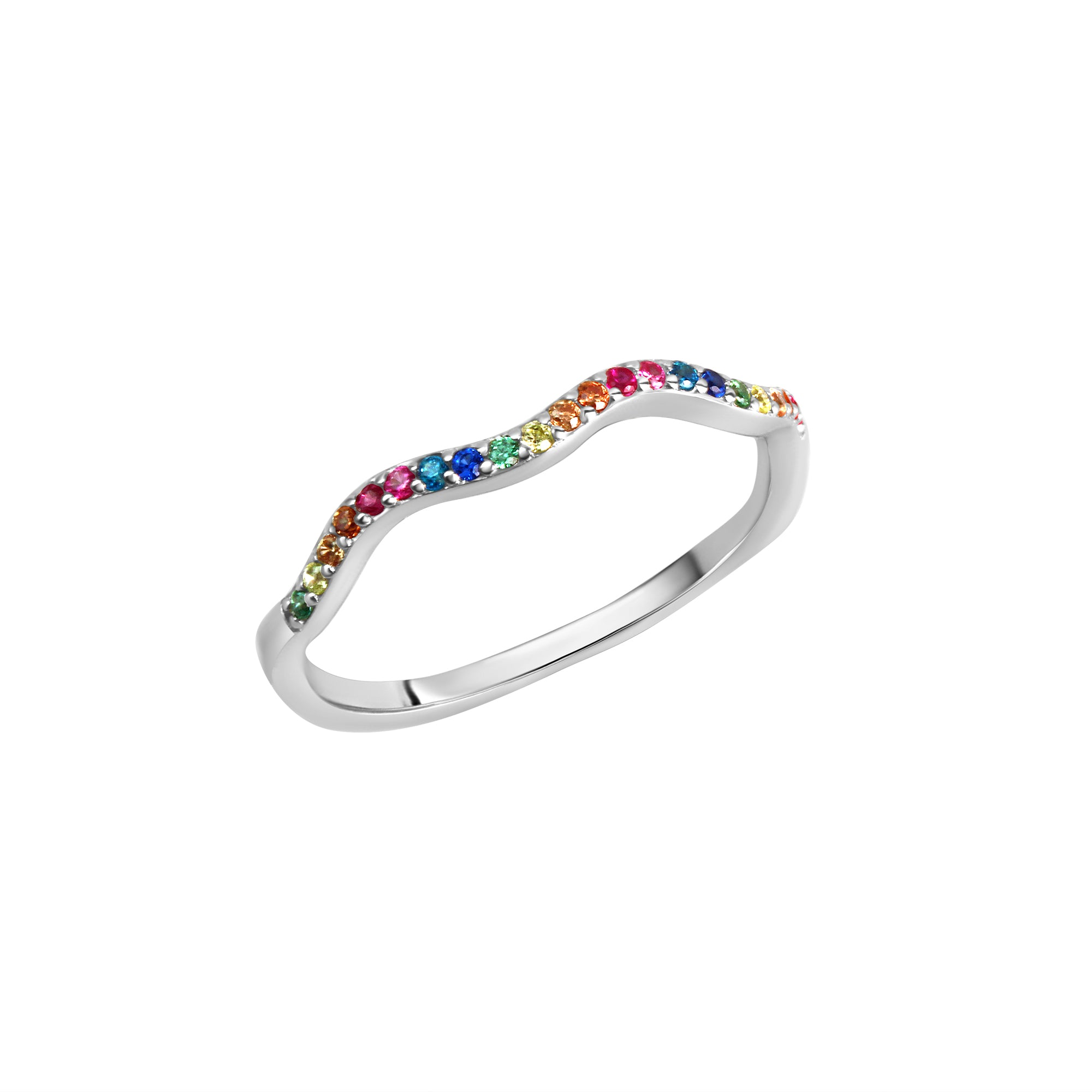 Ring 925 Sterling Silber rhodiniert bunte Zirkonia