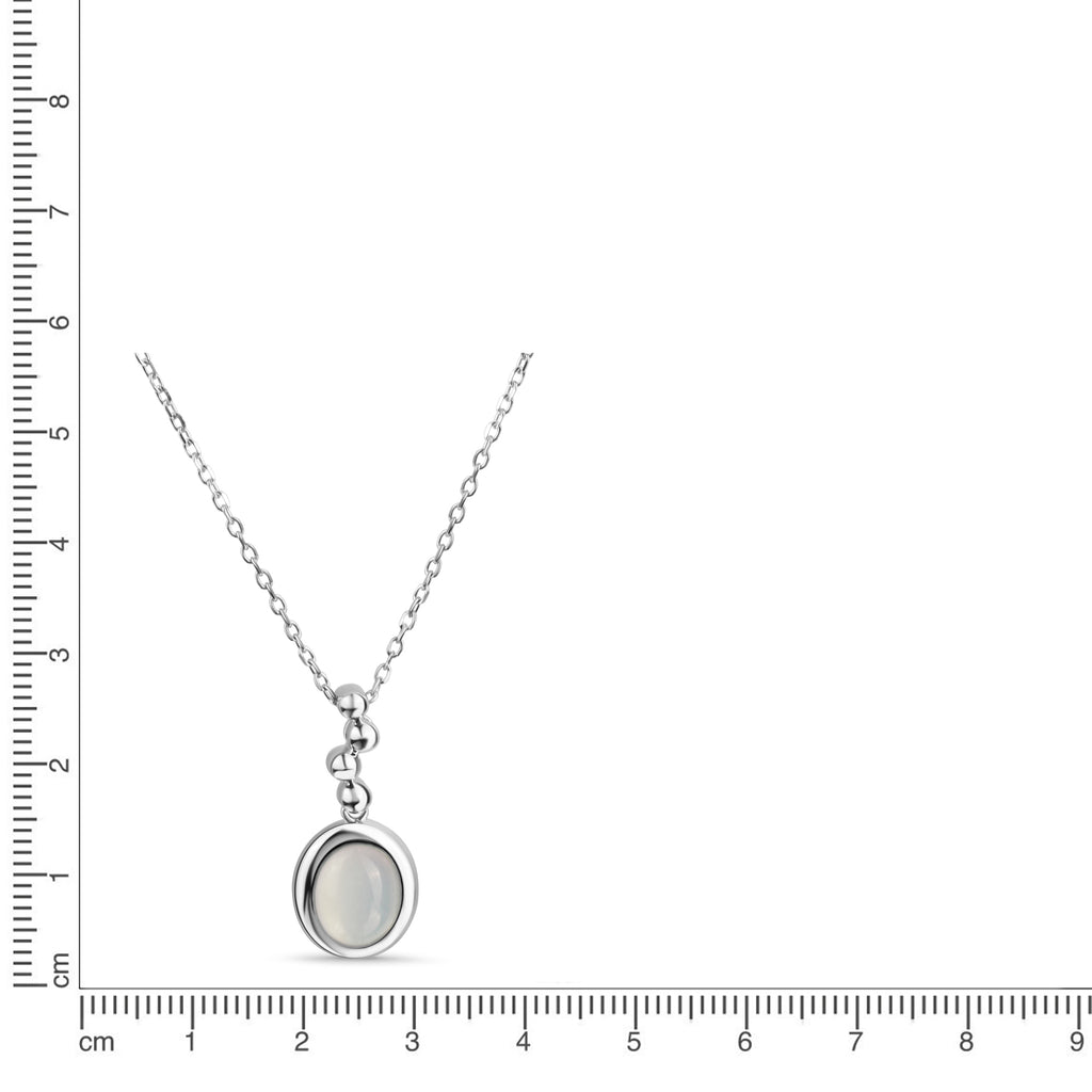 Anhänger mit Kette 925 Sterling Silber rhodiniert Katzenauge hellblau