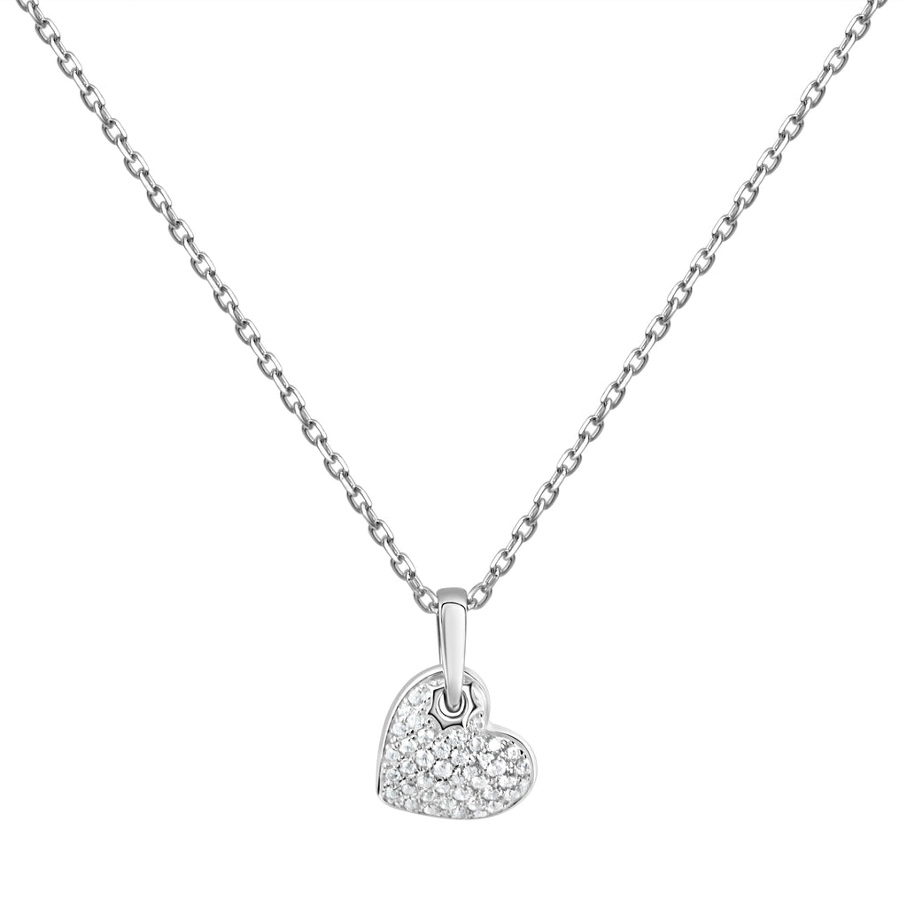 Anhänger mit Kette 925 Sterling Silber rhodiniert Herz Zirkonia
