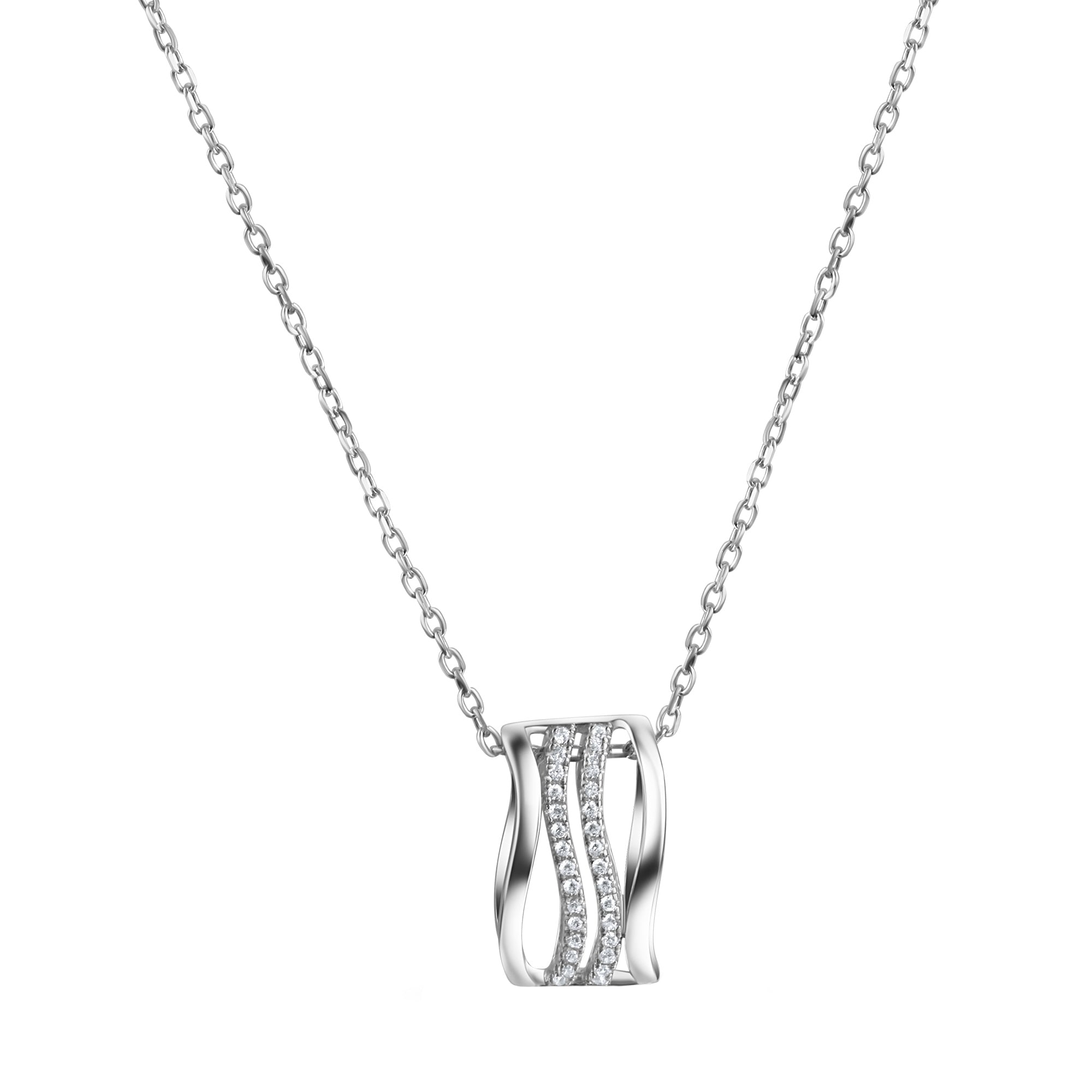 Anhänger mit Kette 925 Sterling Silber rhodiniert 30 Zirkonia