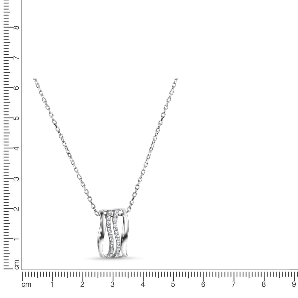 Anhänger mit Kette 925 Sterling Silber rhodiniert 30 Zirkonia