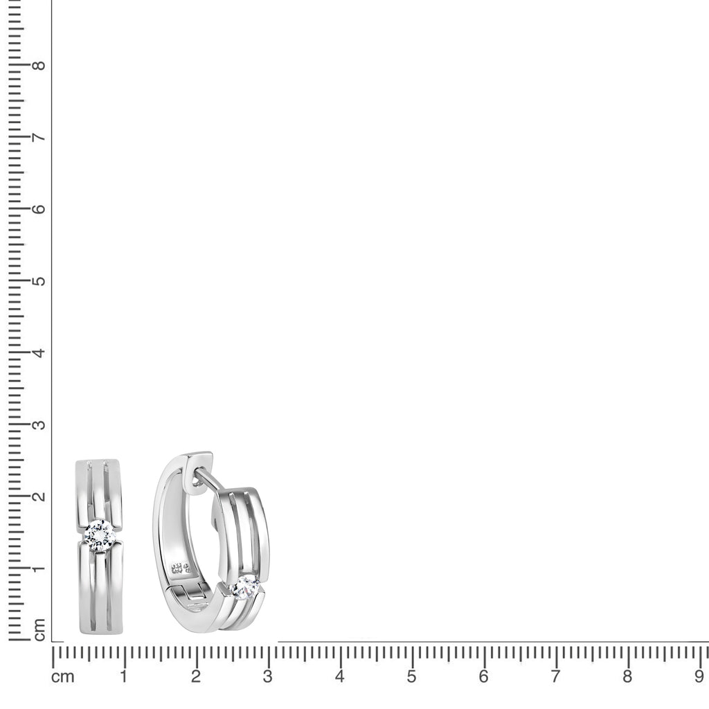 Creolen 925 Sterling Silber rhodiniert 2 Zirkonia