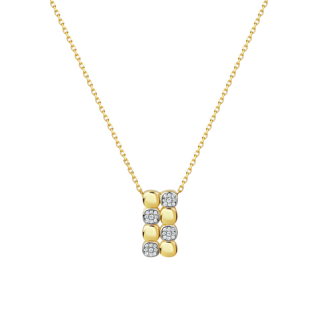 Anhänger mit Kette 925 Sterling Silber vergoldet und rhodiniert Zirkonia